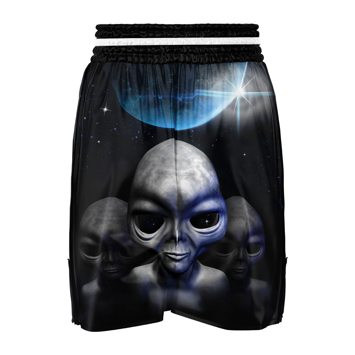 3D Grey Alien Print Boxing Shorts-grizzshop