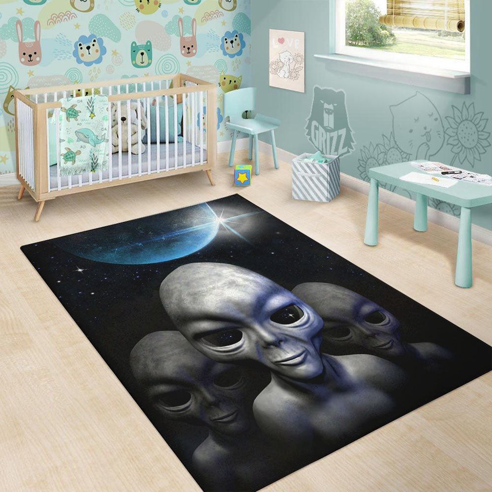 3D Grey Alien Print Floor Mat-grizzshop