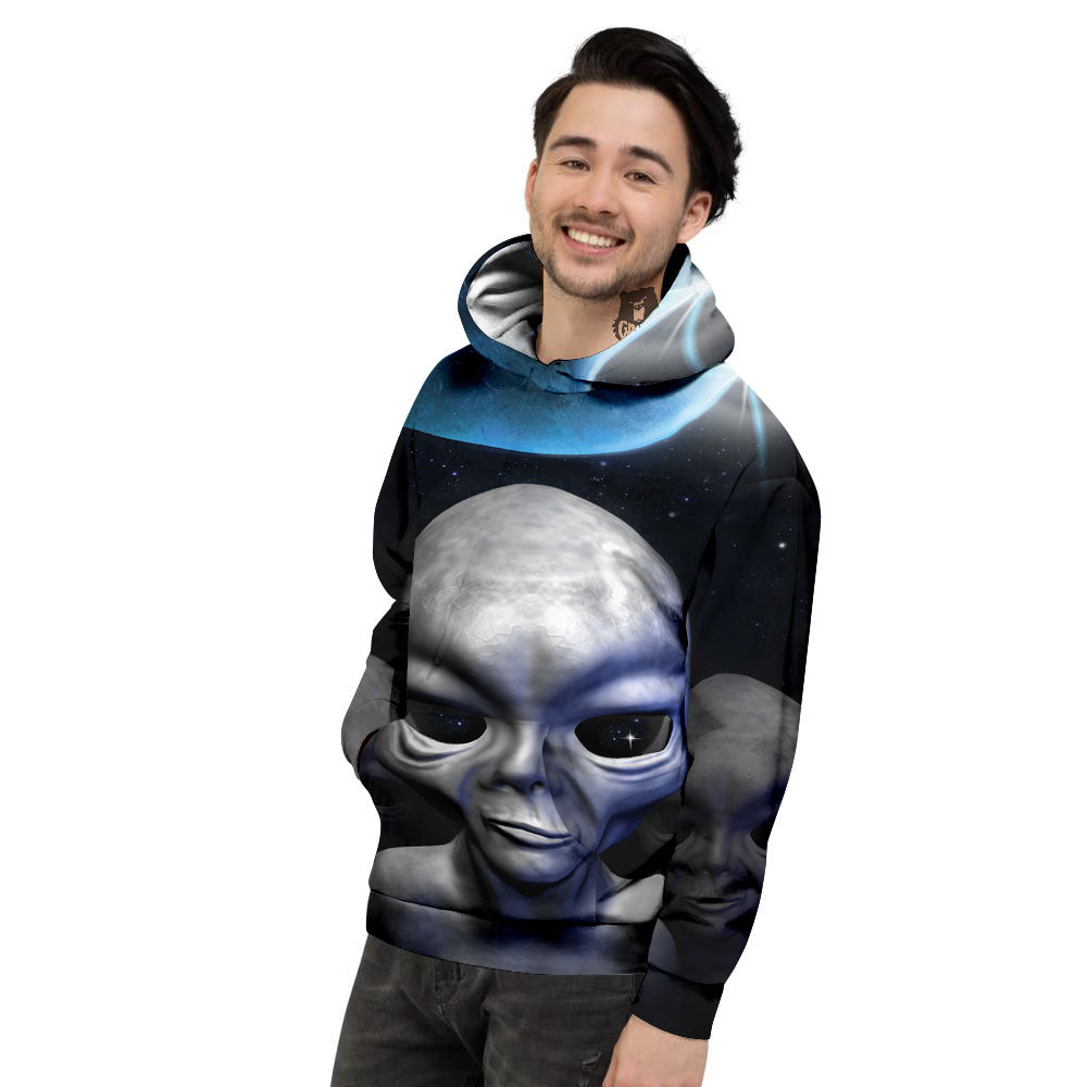 3D Grey Alien Print Men's Hoodie-grizzshop