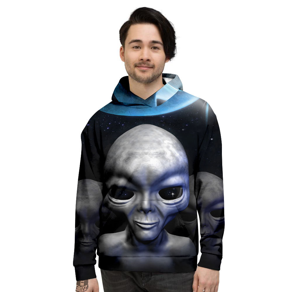 3D Grey Alien Print Men's Hoodie-grizzshop