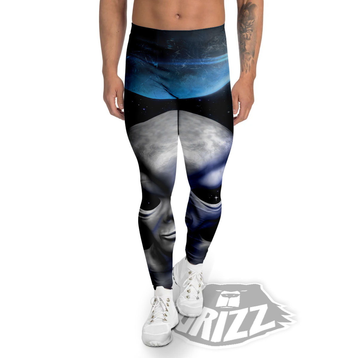 3D Grey Alien Print Men's Leggings-grizzshop