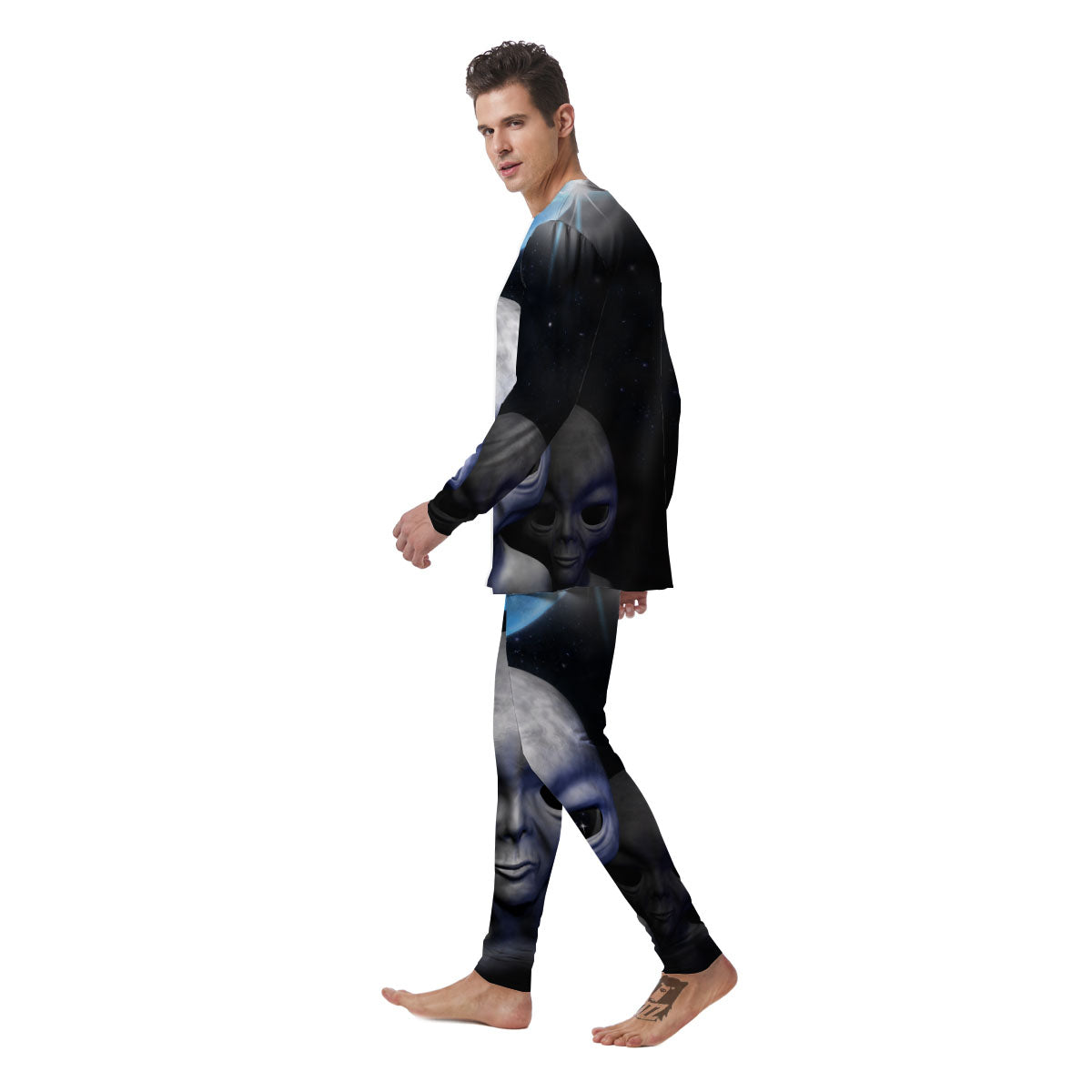 3D Grey Alien Print Men's Pajamas-grizzshop