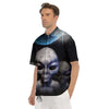 3D Grey Alien Print Men's Short Sleeve Shirts-grizzshop