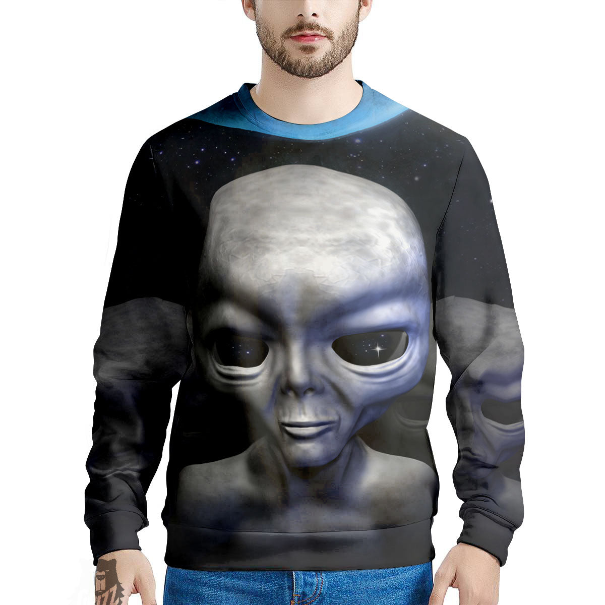 3D Grey Alien Print Men's Sweatshirt-grizzshop