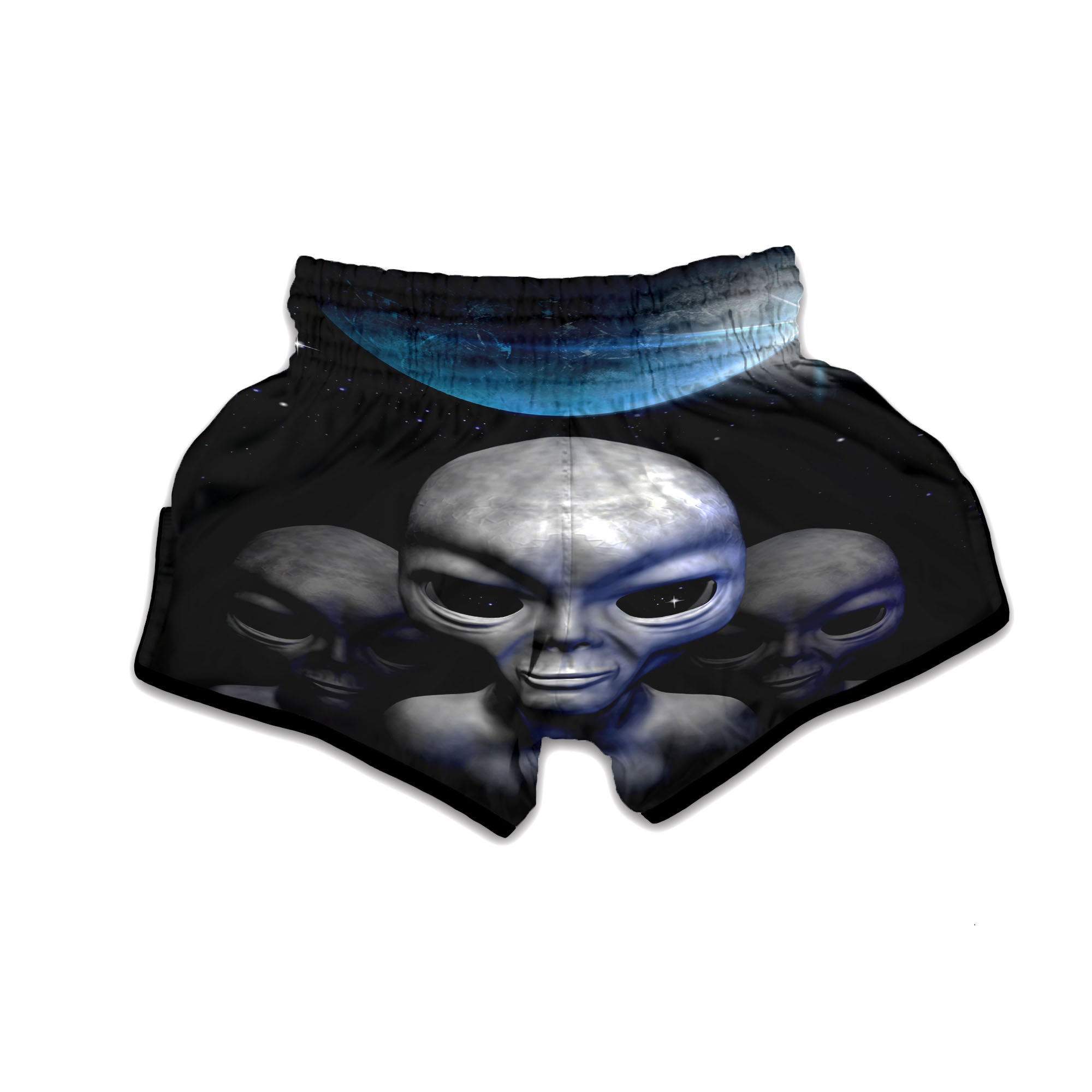 3D Grey Alien Print Muay Thai Boxing Shorts-grizzshop