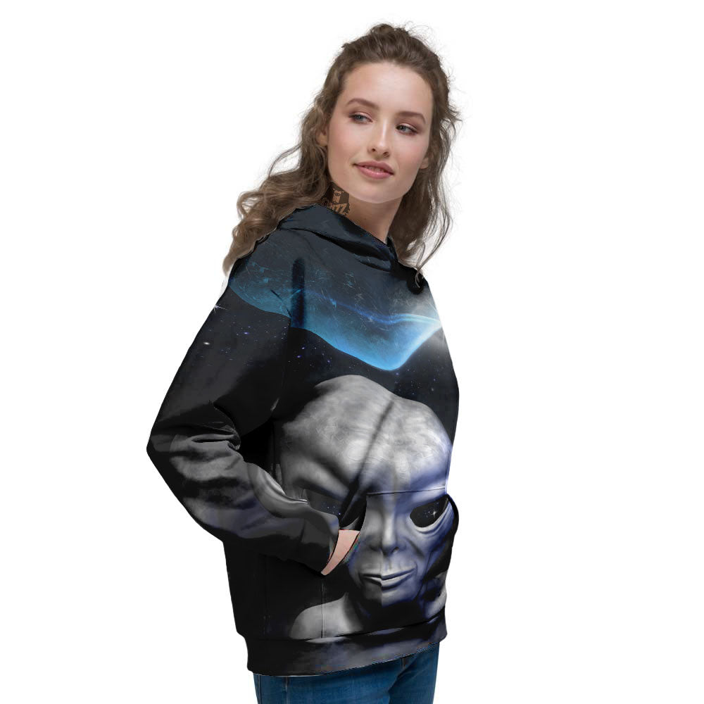 3D Grey Alien Print Women's Hoodie-grizzshop