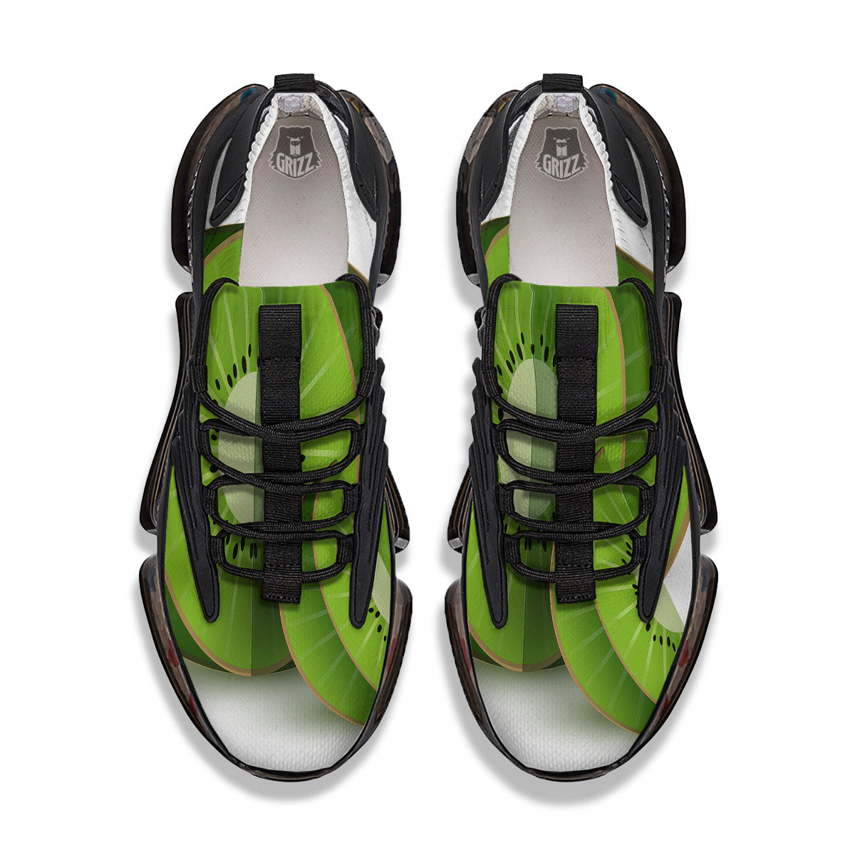 3D Kiwi Print Black Gym Shoes-grizzshop