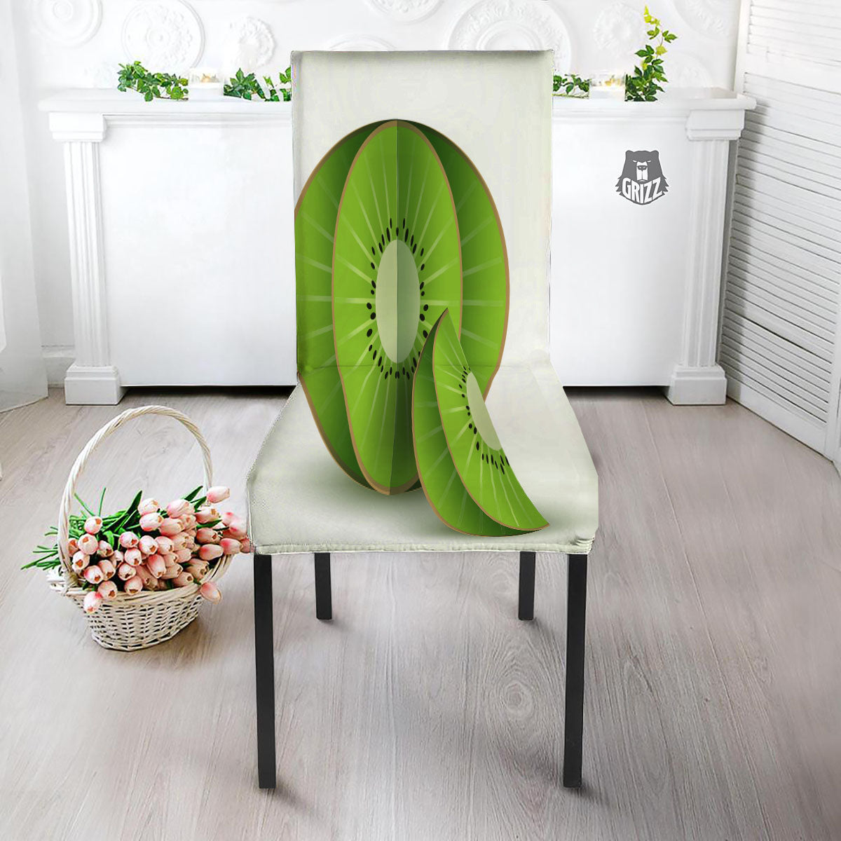 3D Kiwi Print Dining Chair Slipcover-grizzshop