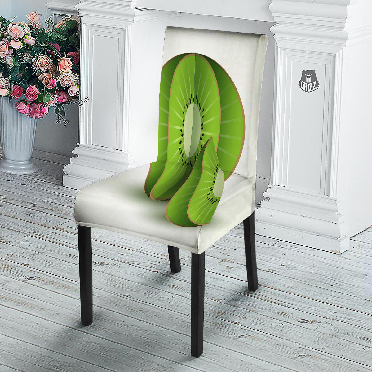 3D Kiwi Print Dining Chair Slipcover-grizzshop