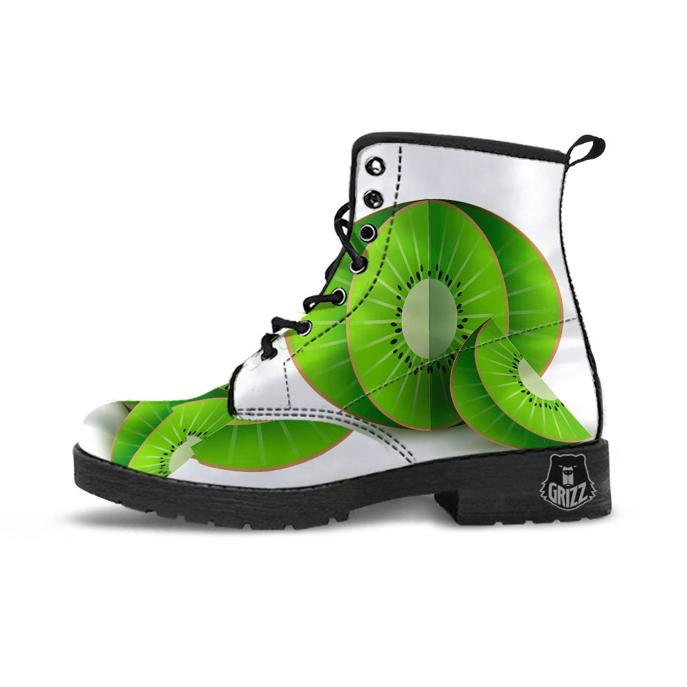 3D Kiwi Print Leather Boots-grizzshop