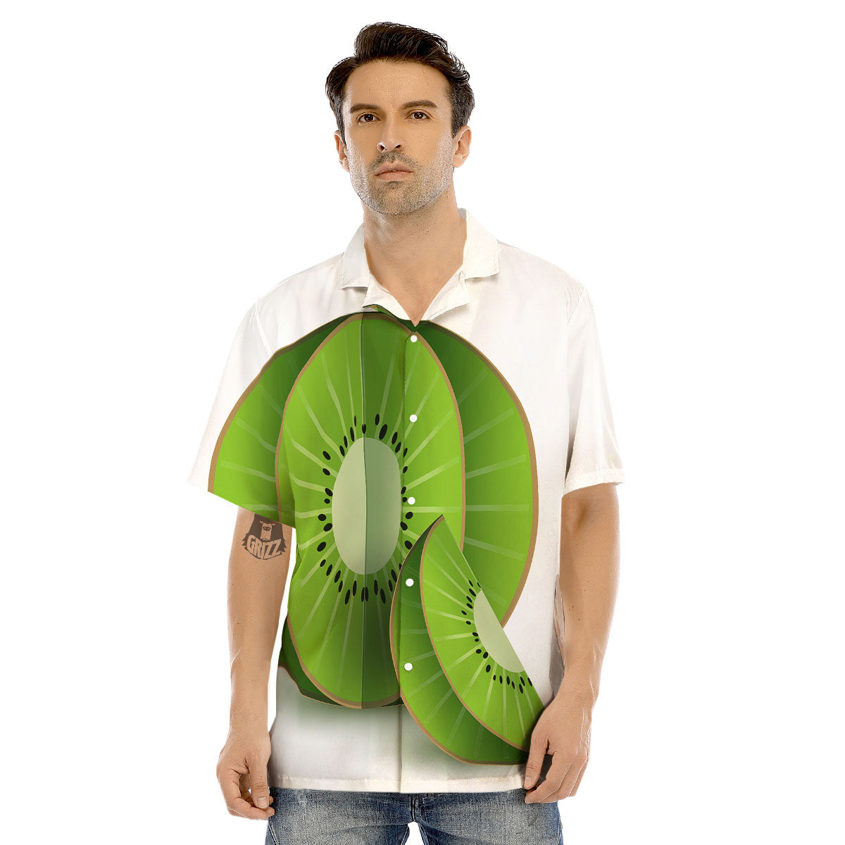 3D Kiwi Print Men's Hawaiian Shirt-grizzshop