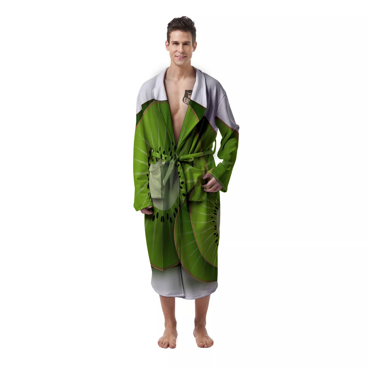 3D Kiwi Print Men's Robe-grizzshop
