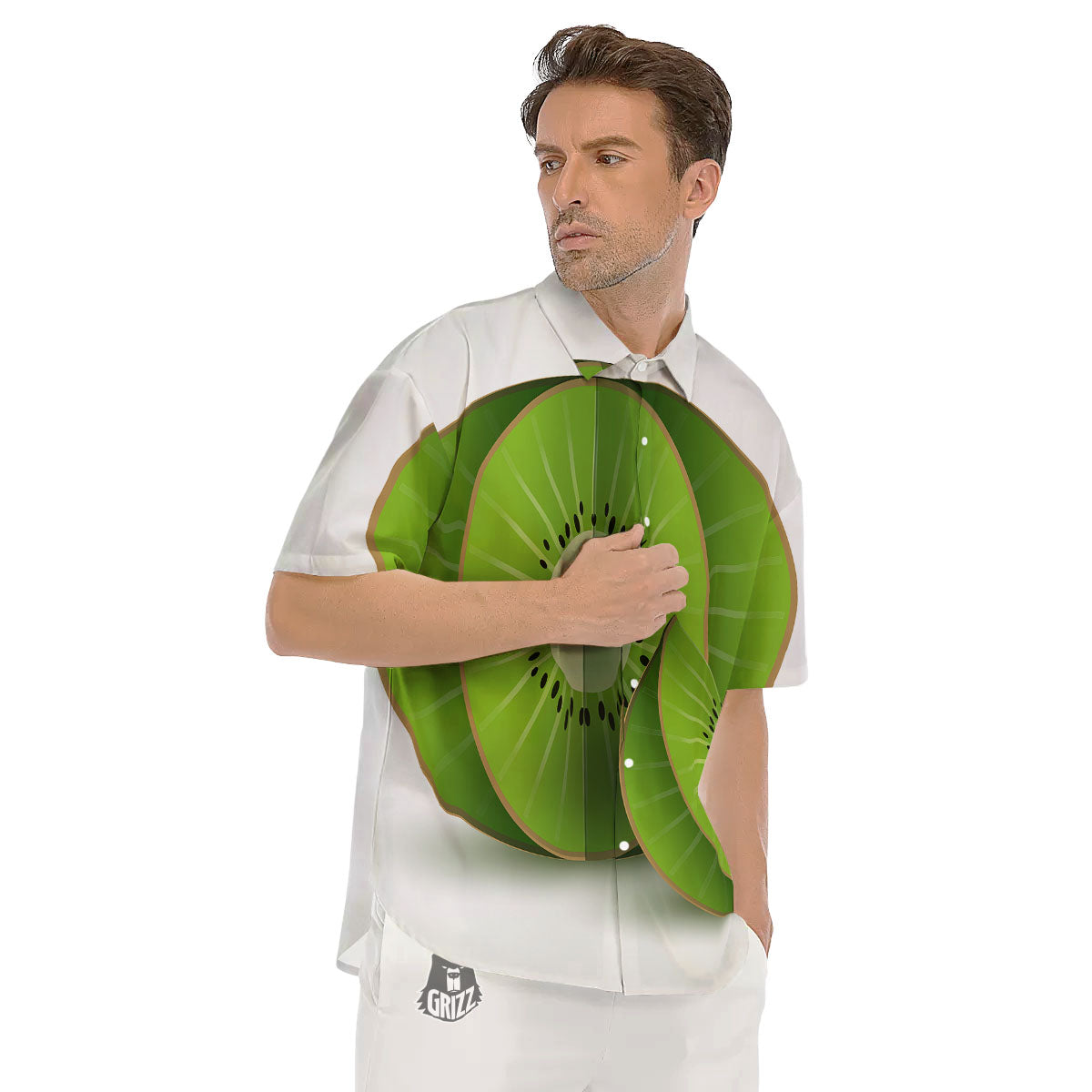 3D Kiwi Print Men's Short Sleeve Shirts-grizzshop