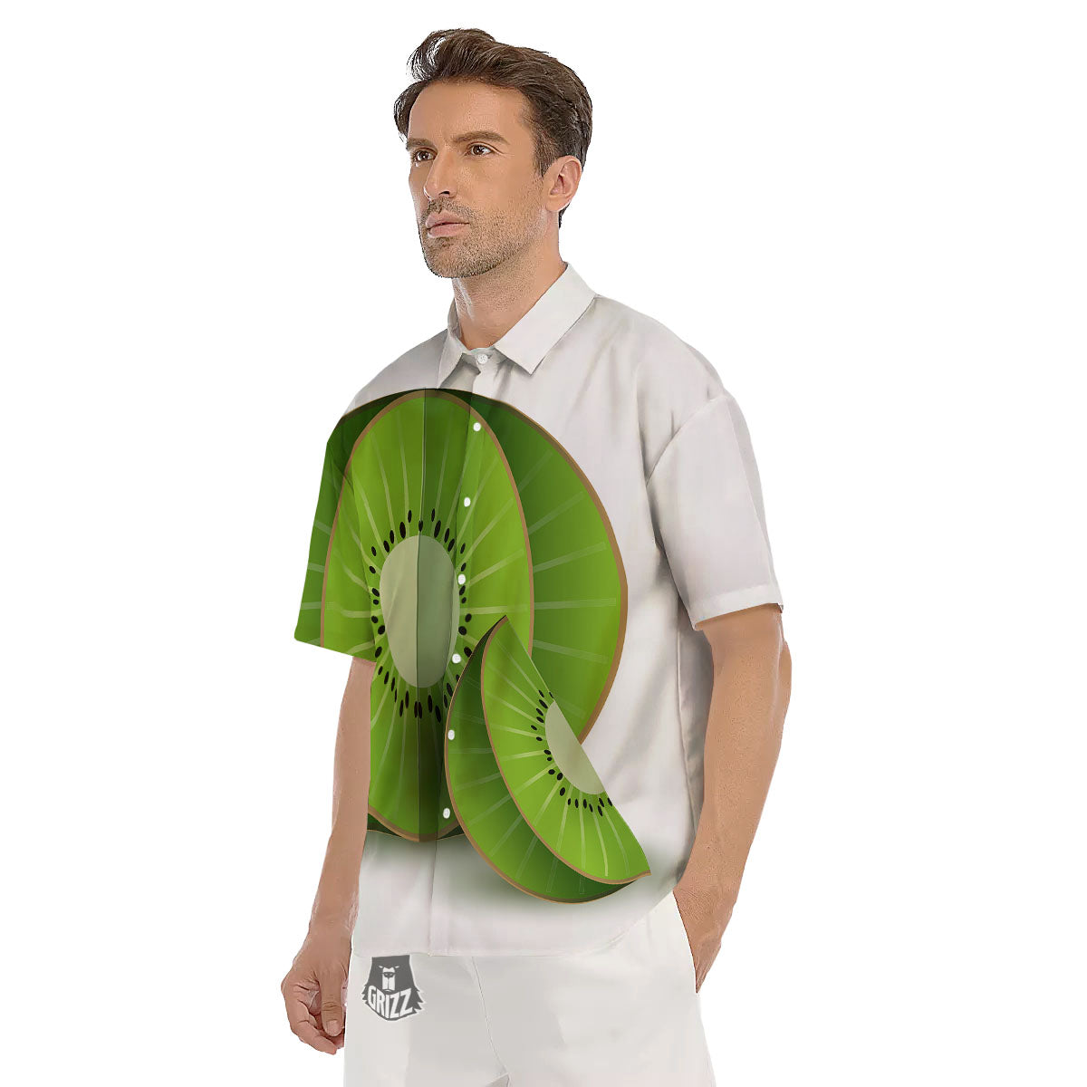 3D Kiwi Print Men's Short Sleeve Shirts-grizzshop