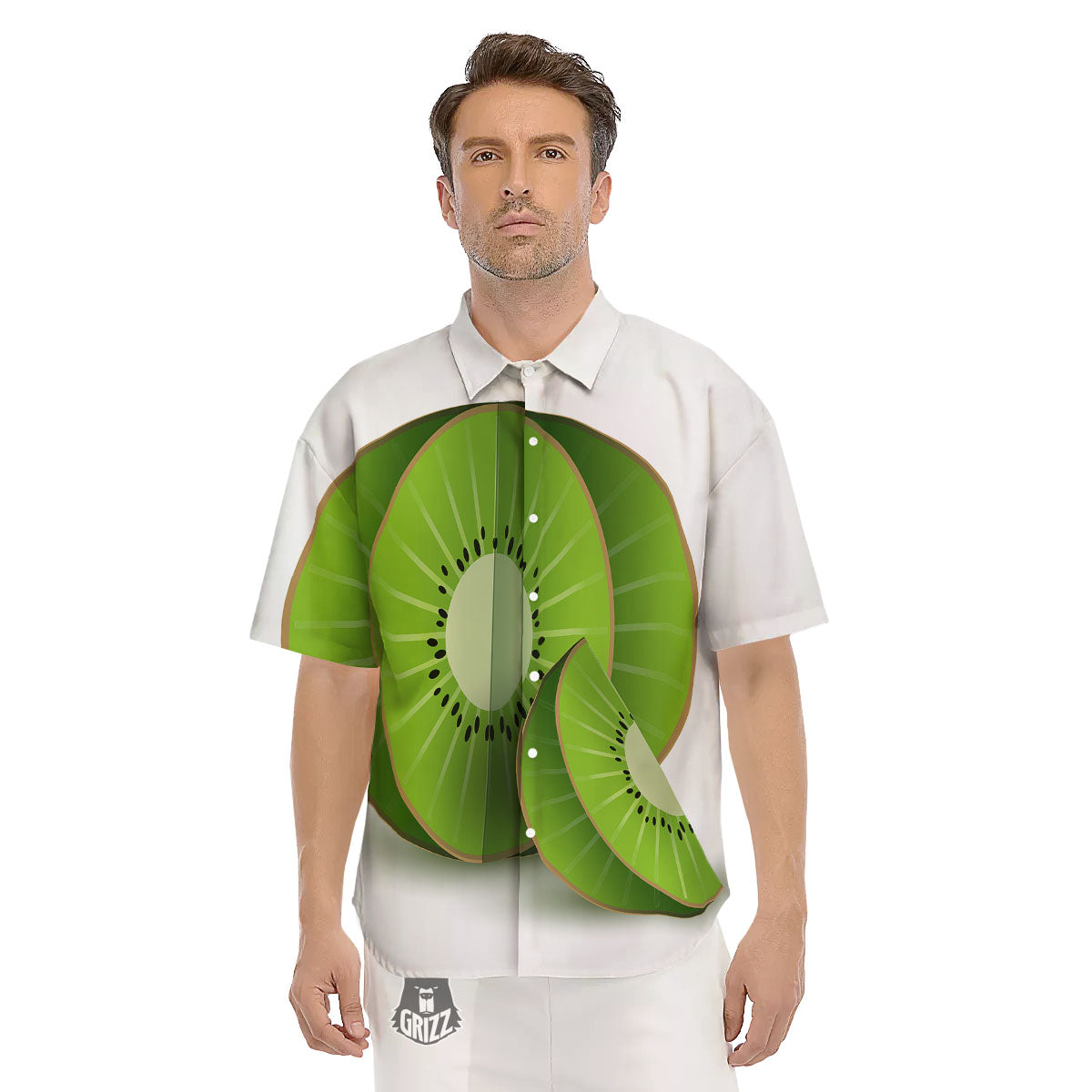 3D Kiwi Print Men's Short Sleeve Shirts-grizzshop