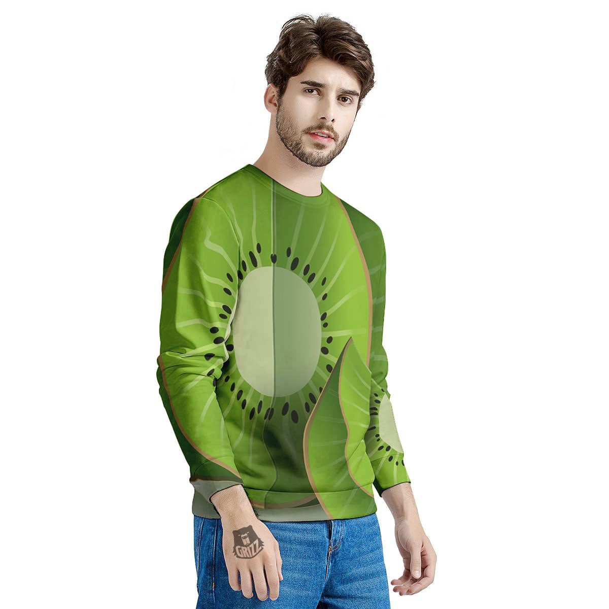 3D Kiwi Print Men's Sweatshirt-grizzshop