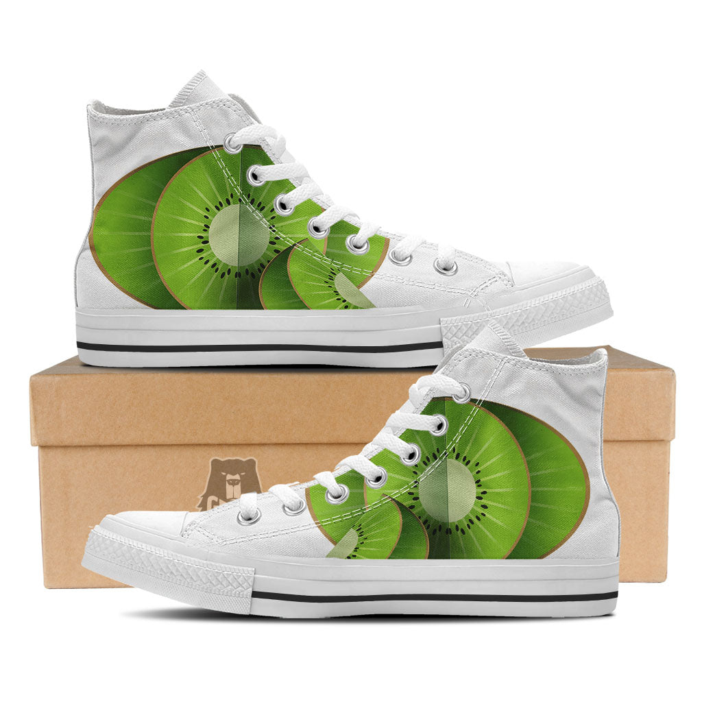 3D Kiwi Print White High Top Shoes-grizzshop