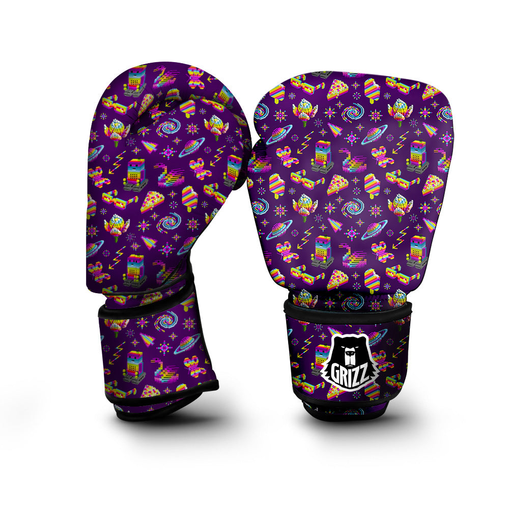 3D Pixel Cartoon Print Pattern Boxing Gloves-grizzshop