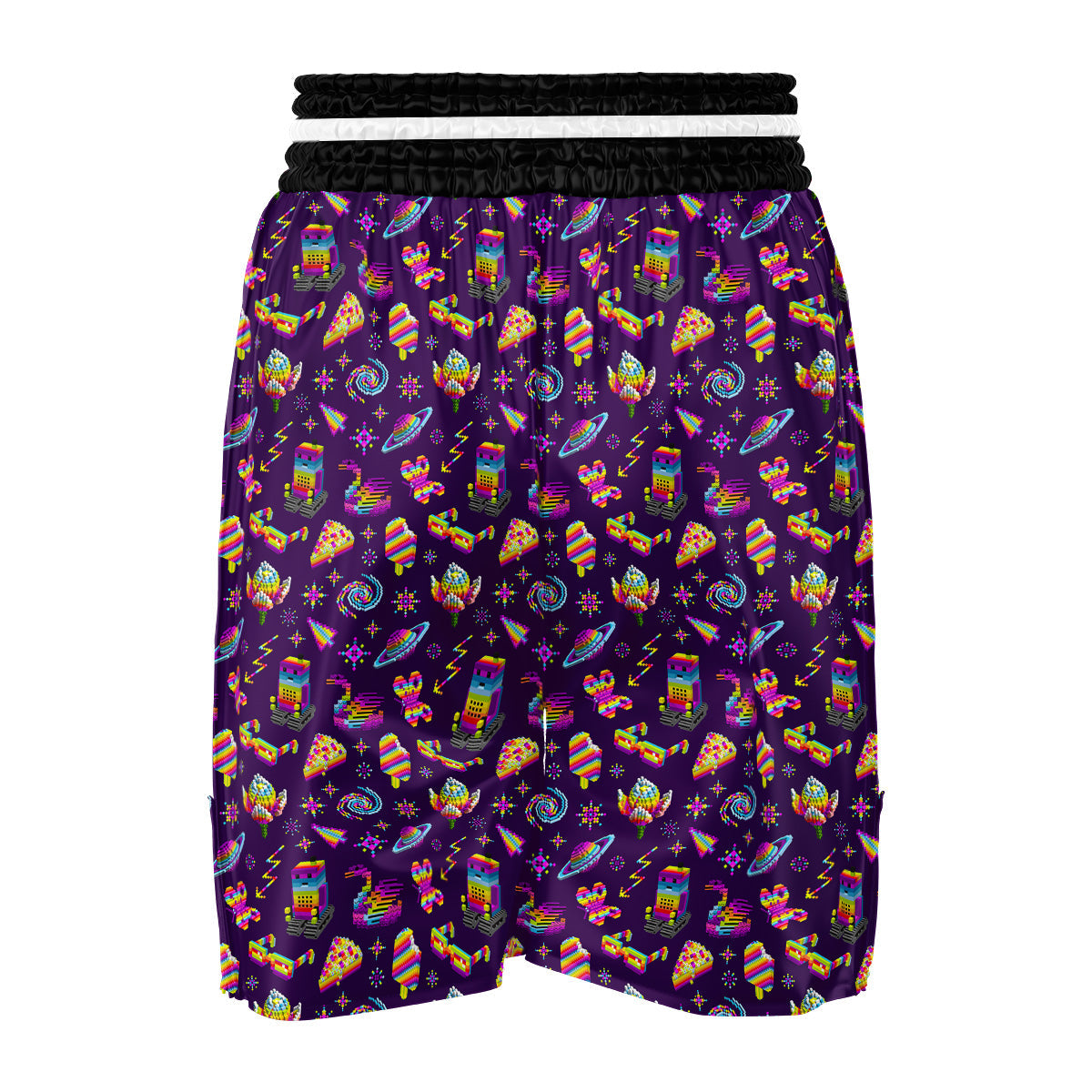 3D Pixel Cartoon Print Pattern Boxing Shorts-grizzshop