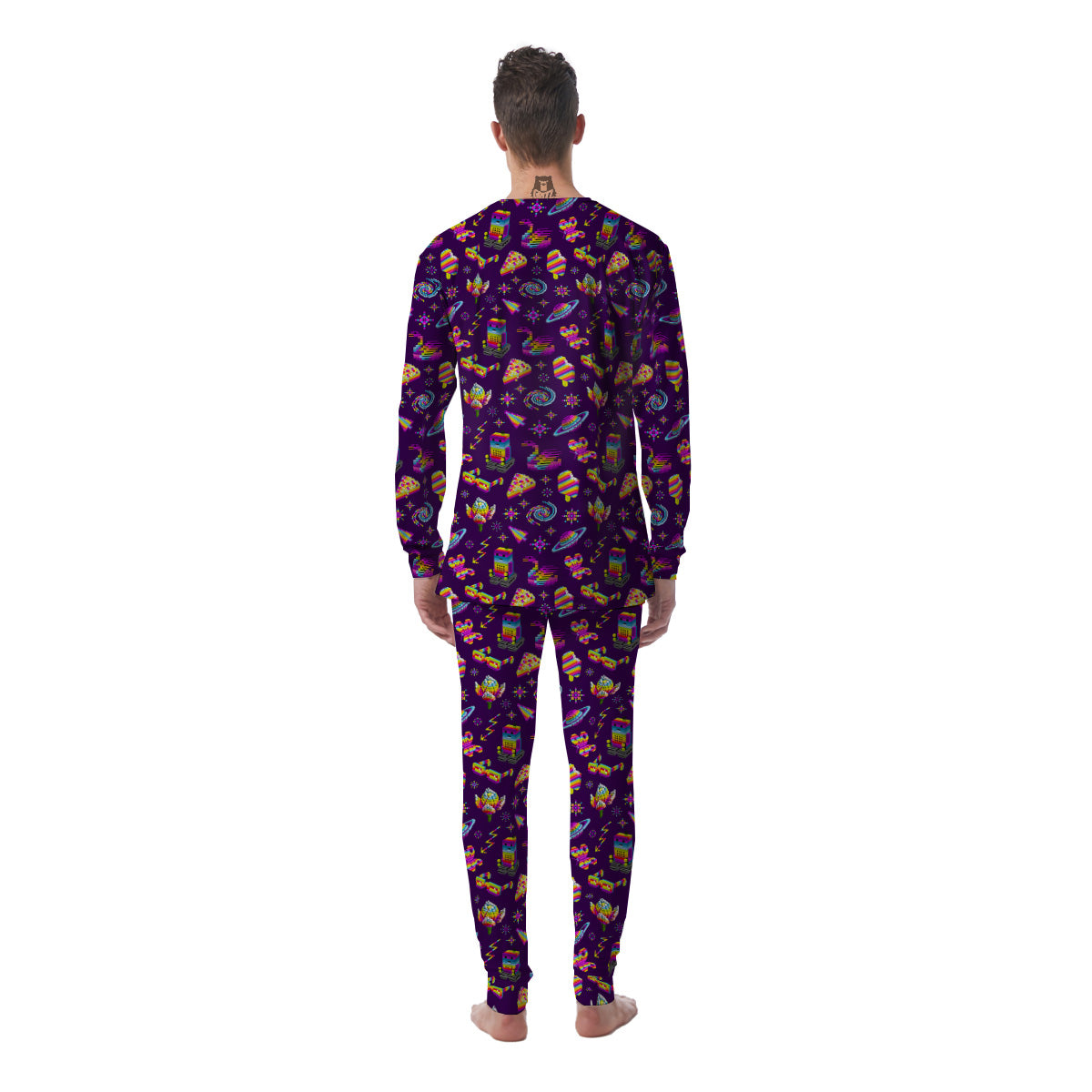 3D Pixel Cartoon Print Pattern Men's Pajamas-grizzshop