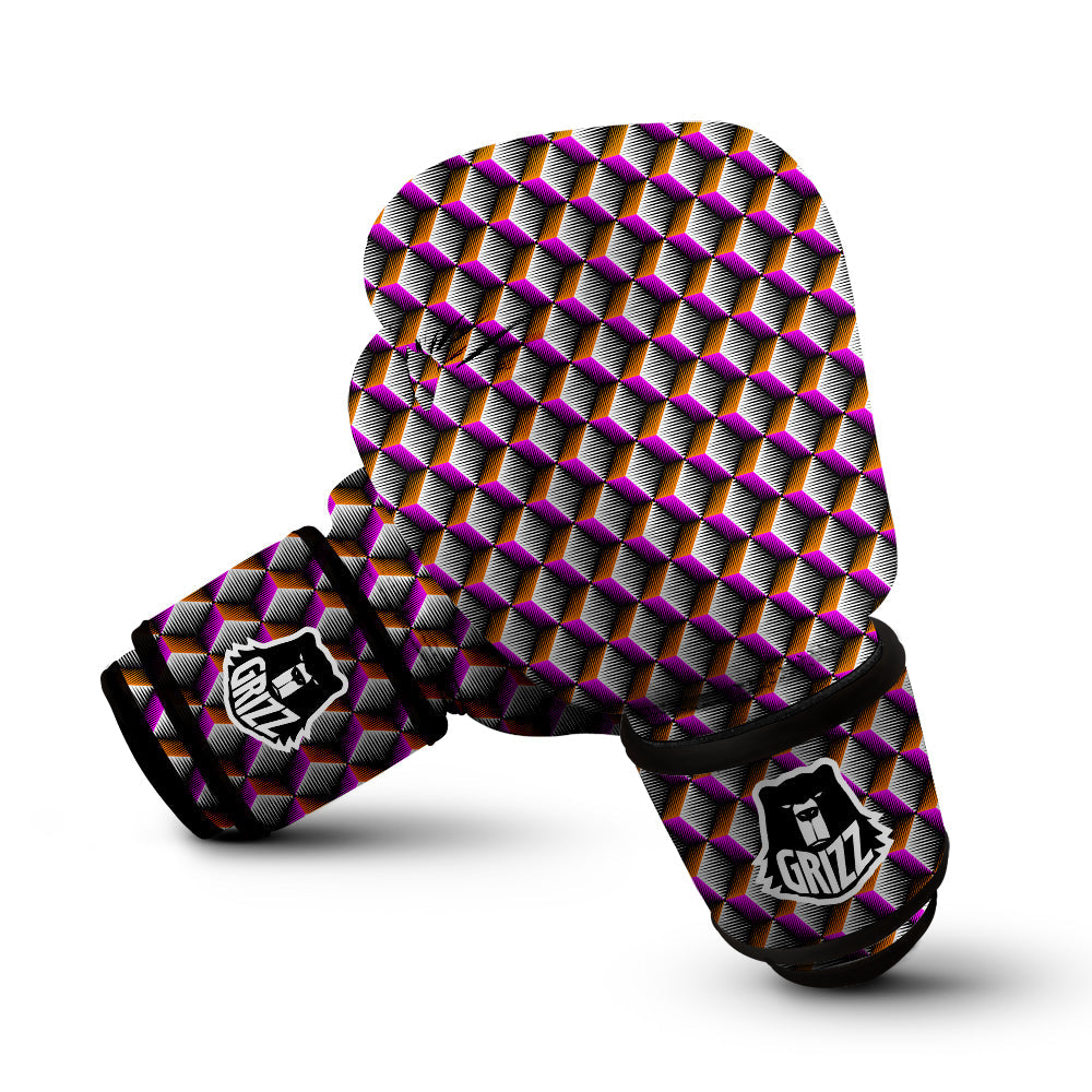 3D Rhombus Print Pattern Boxing Gloves-grizzshop