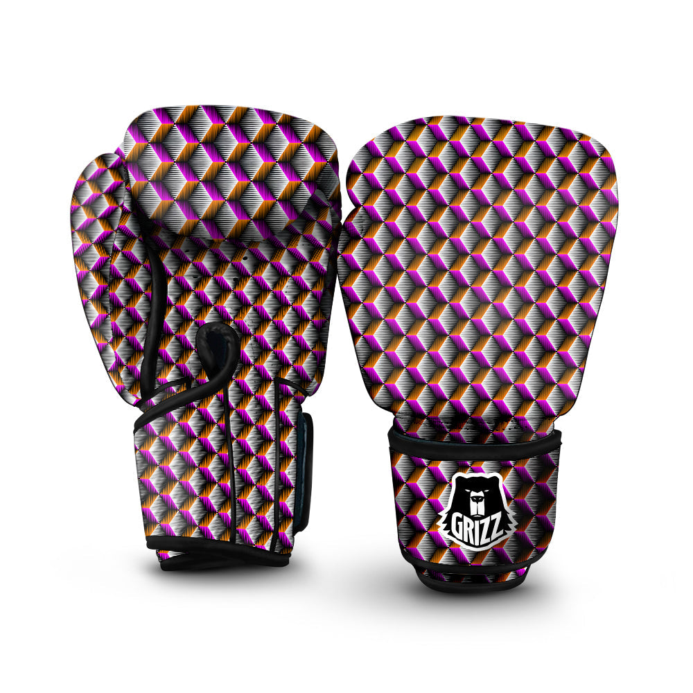 3D Rhombus Print Pattern Boxing Gloves-grizzshop