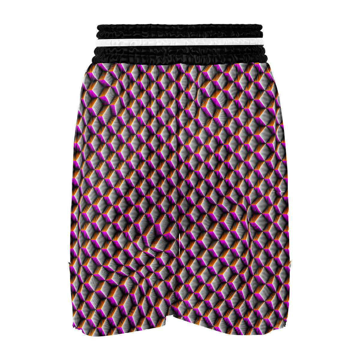 3D Rhombus Print Pattern Boxing Shorts-grizzshop