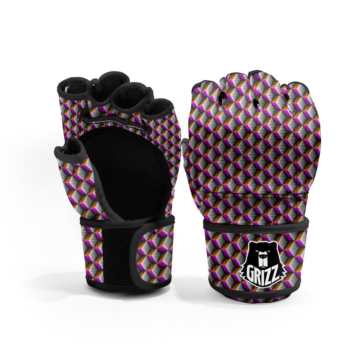 3D Rhombus Print Pattern MMA Gloves-grizzshop
