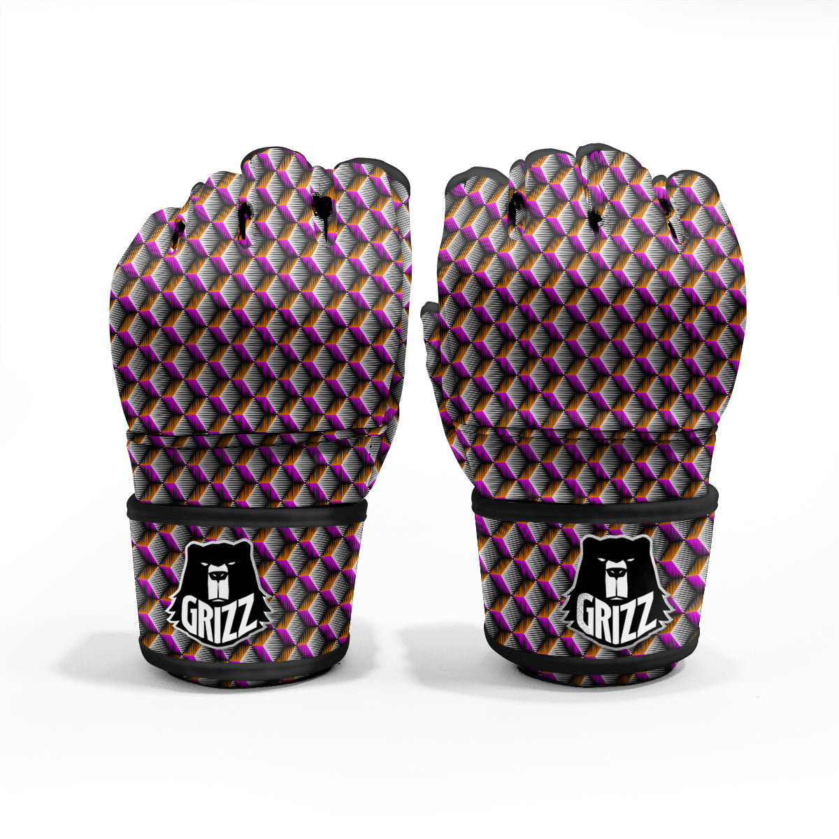 3D Rhombus Print Pattern MMA Gloves-grizzshop