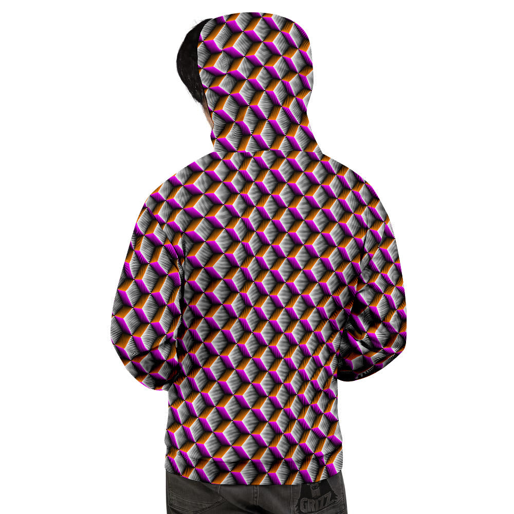3D Rhombus Print Pattern Men's Hoodie-grizzshop