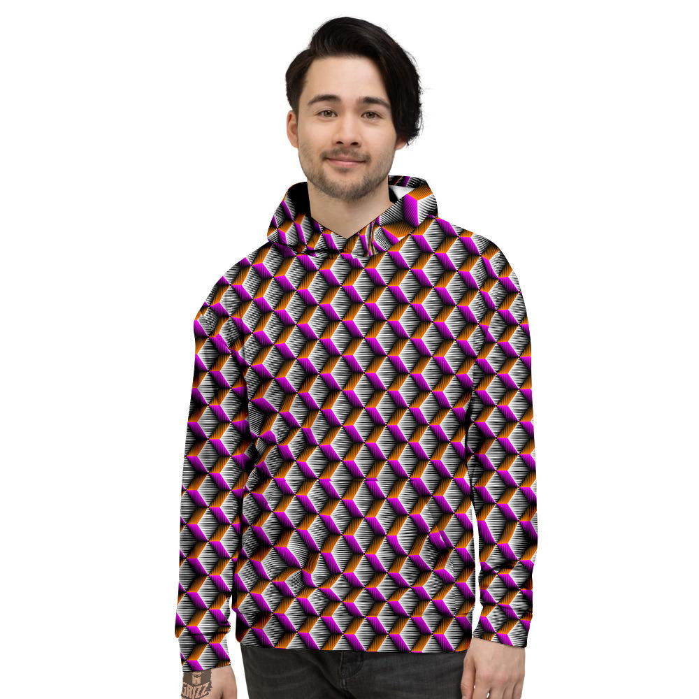 3D Rhombus Print Pattern Men's Hoodie-grizzshop