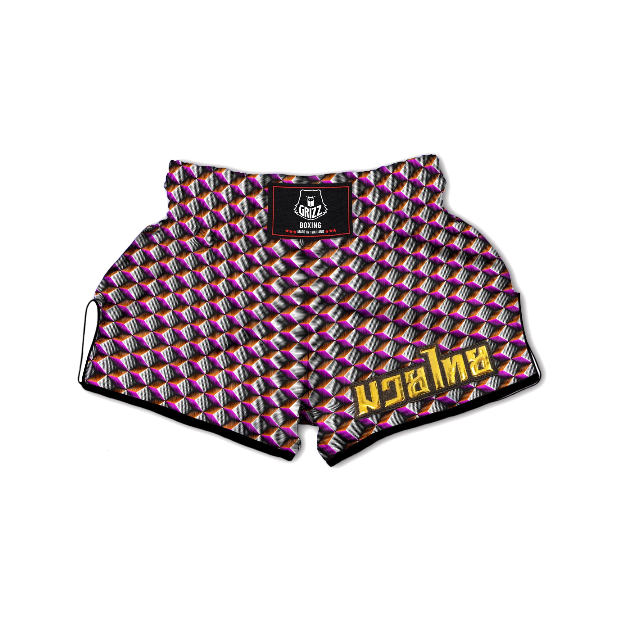 3D Rhombus Print Pattern Muay Thai Boxing Shorts-grizzshop