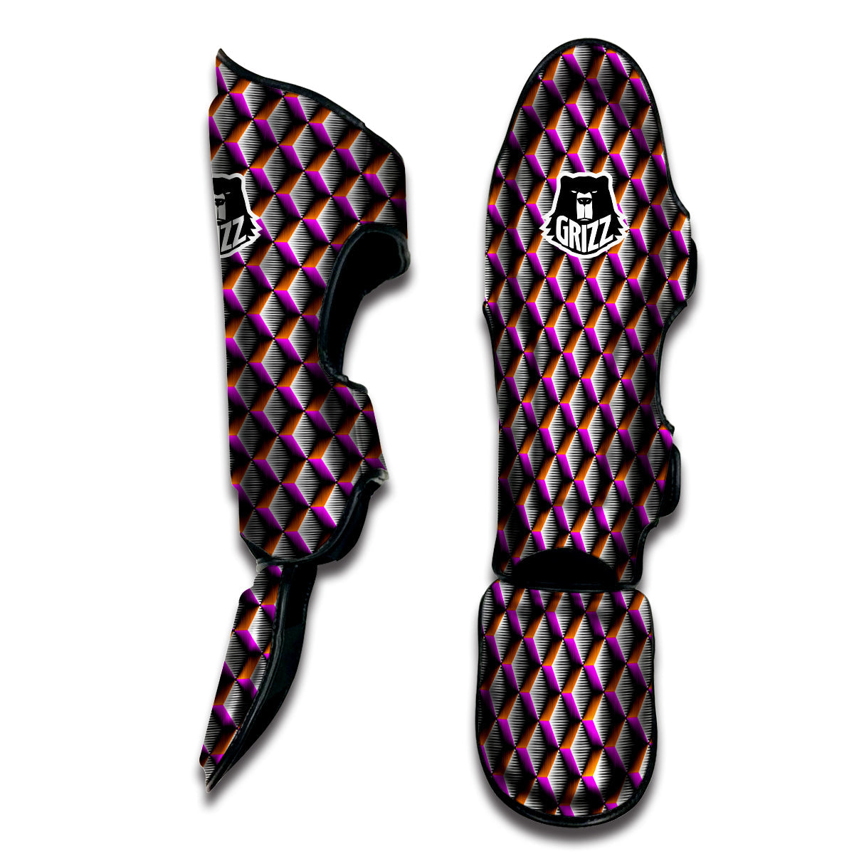 3D Rhombus Print Pattern Muay Thai Shin Guards-grizzshop