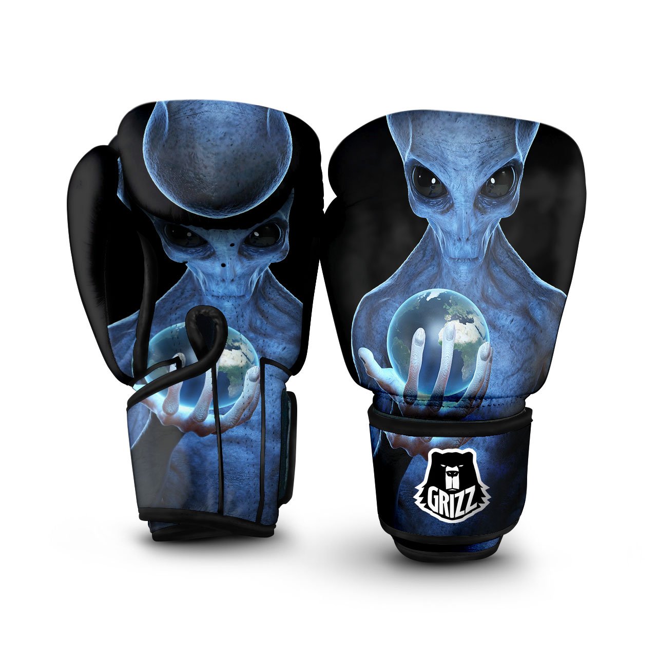 3D Scary Alien Grey Print Boxing Gloves-grizzshop