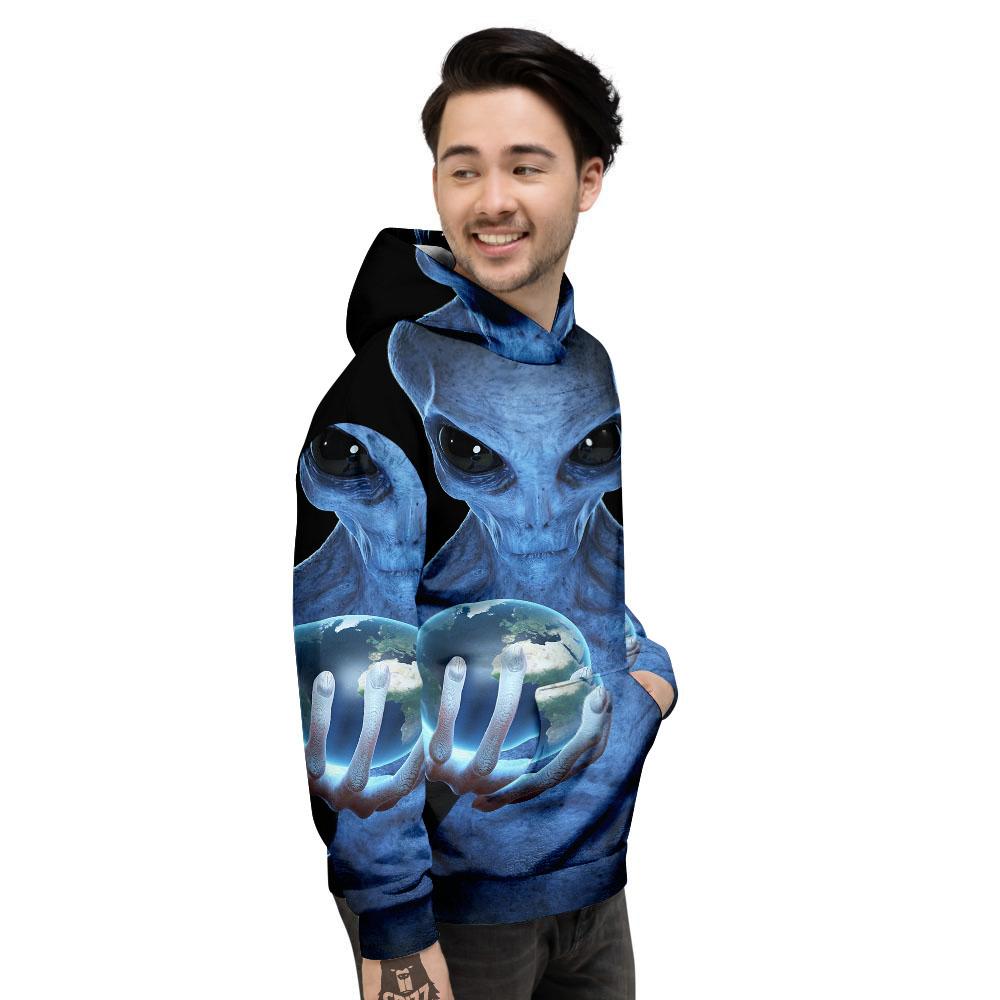 3D Scary Alien Grey Print Men's Hoodie-grizzshop