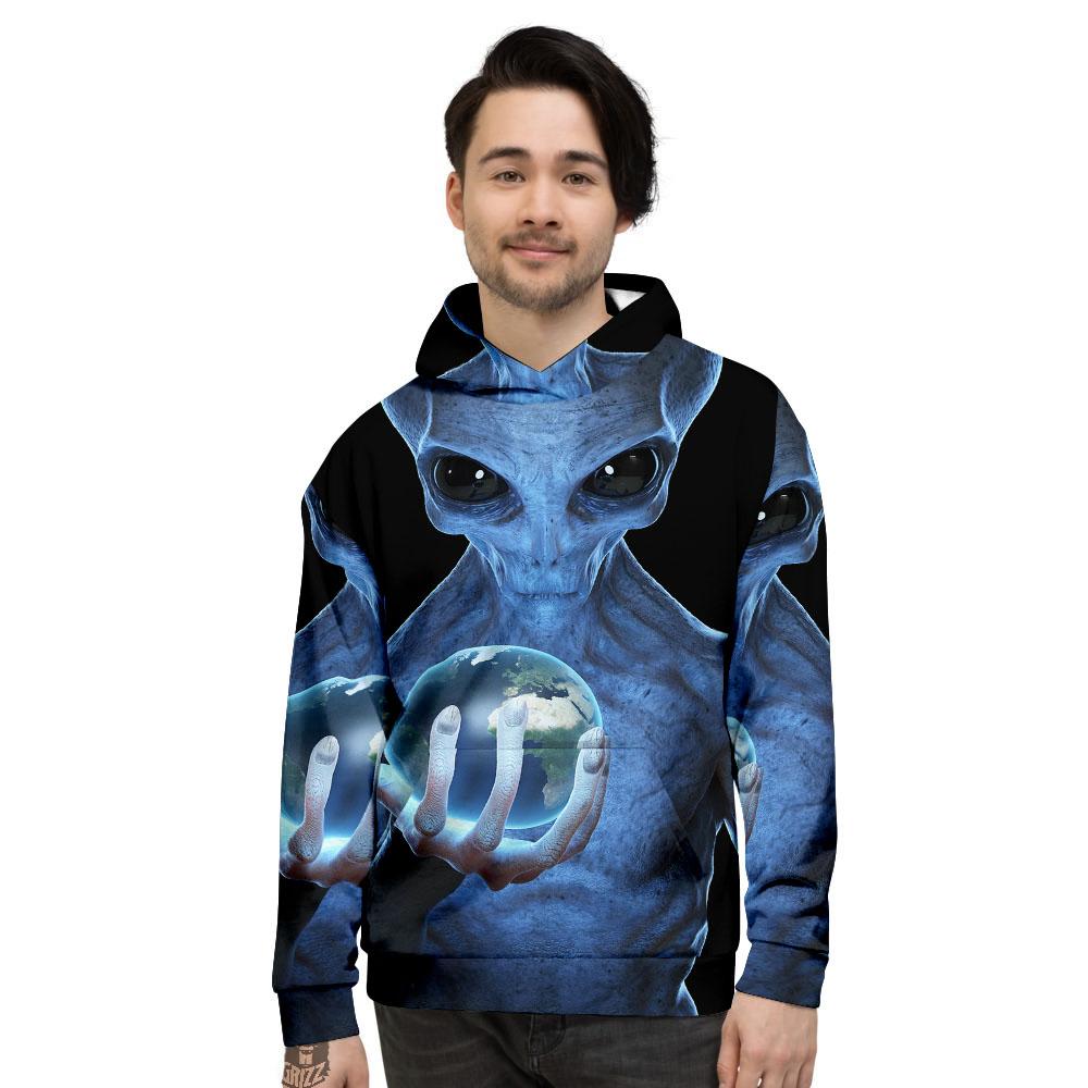 3D Scary Alien Grey Print Men's Hoodie-grizzshop