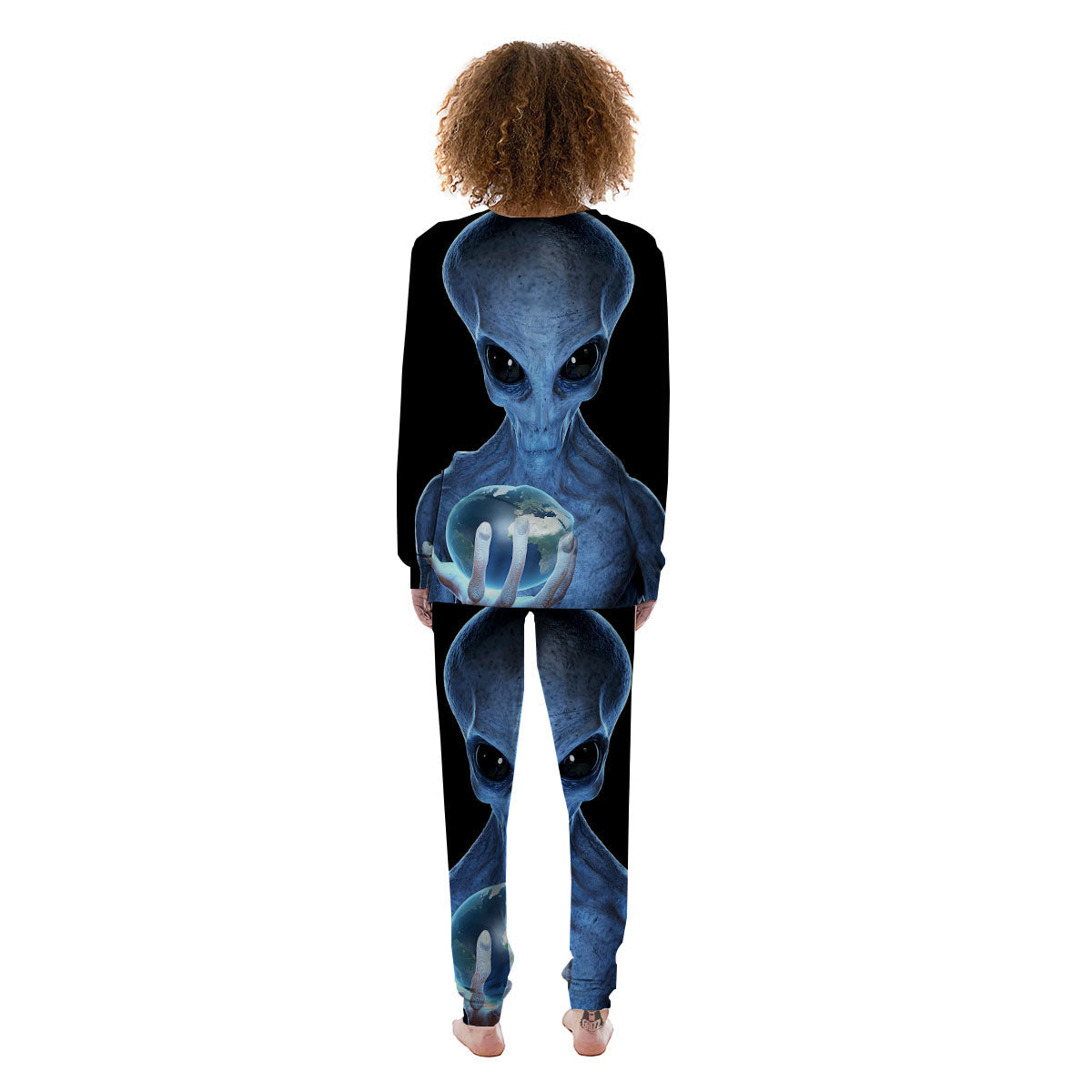 3D Scary Alien Grey Print Women's Pajamas-grizzshop