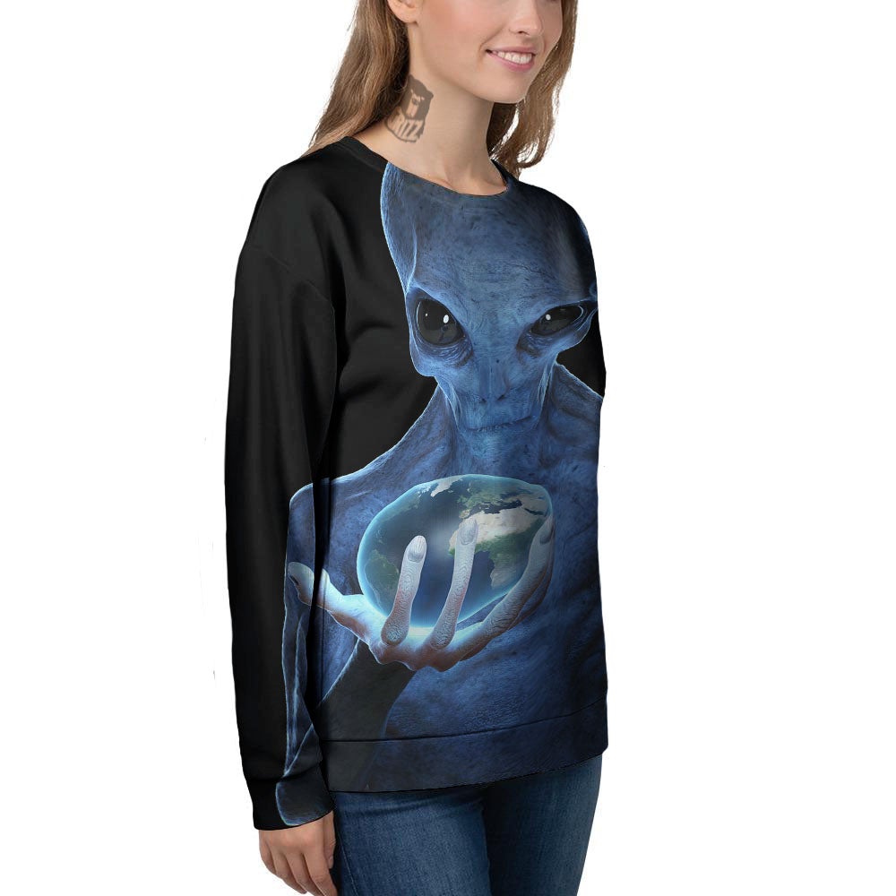 3D Scary Alien Grey Print Women's Sweatshirt-grizzshop