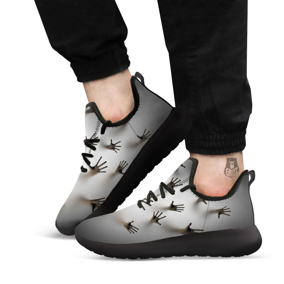 3D Scary Ghost Print Black Athletic Shoes-grizzshop