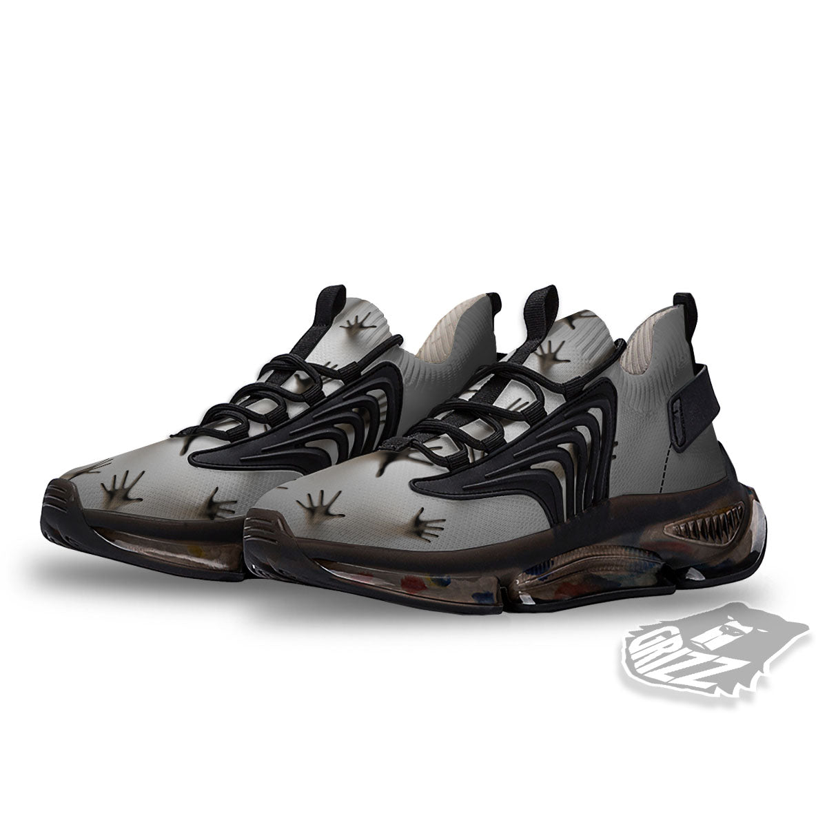 3D Scary Ghost Print Black Gym Shoes-grizzshop