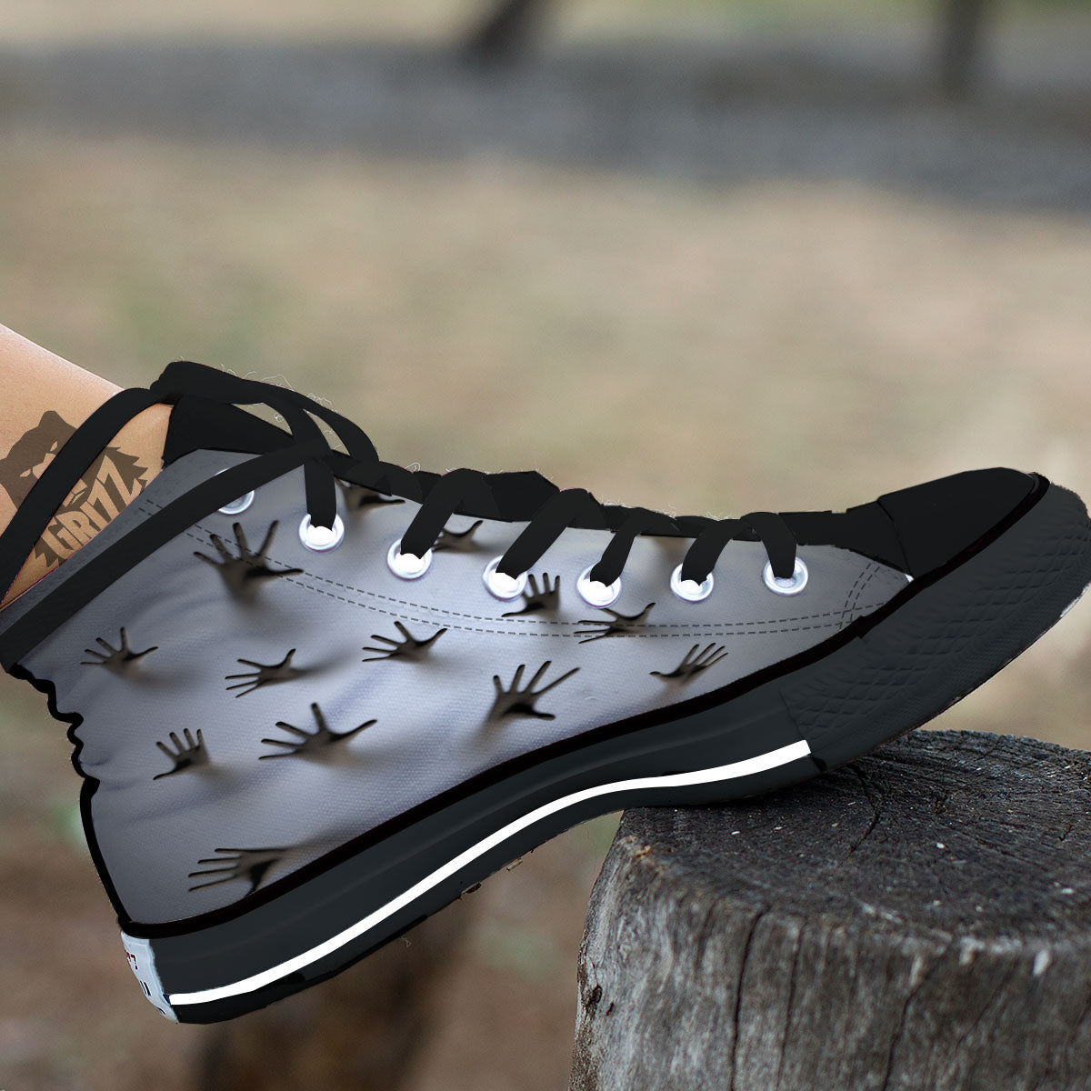 3D Scary Ghost Print Black High Top Shoes-grizzshop