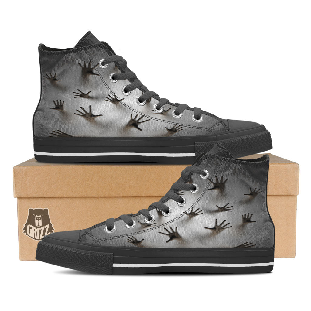 3D Scary Ghost Print Black High Top Shoes-grizzshop