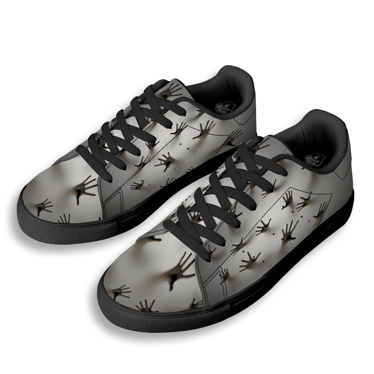 3D Scary Ghost Print Black Low Top Sneakers-grizzshop
