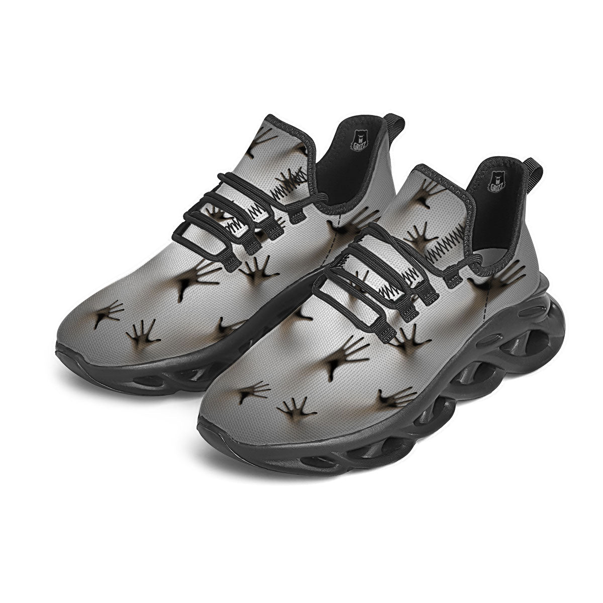 3D Scary Ghost Print Black Running Shoes-grizzshop