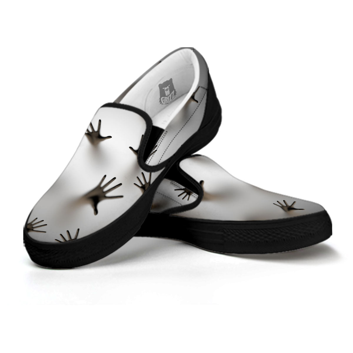 3D Scary Ghost Print Black Slip On Shoes-grizzshop