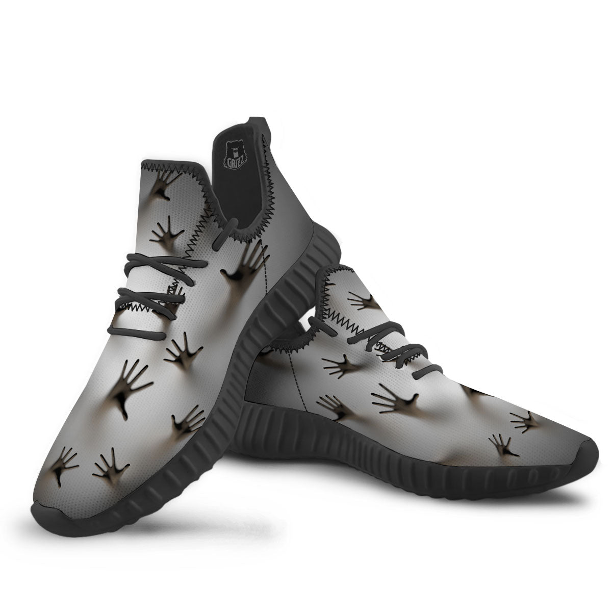 3D Scary Ghost Print Black Walking Shoes-grizzshop