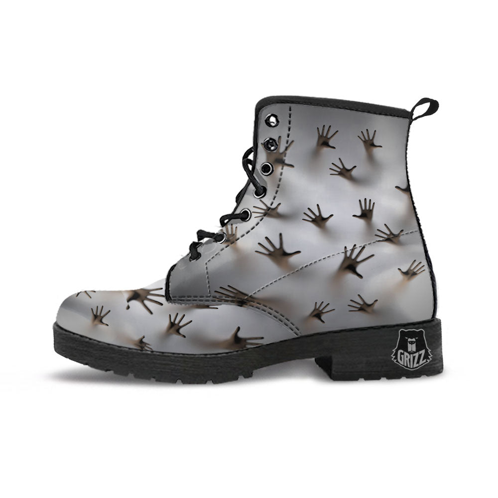 3D Scary Ghost Print Leather Boots-grizzshop