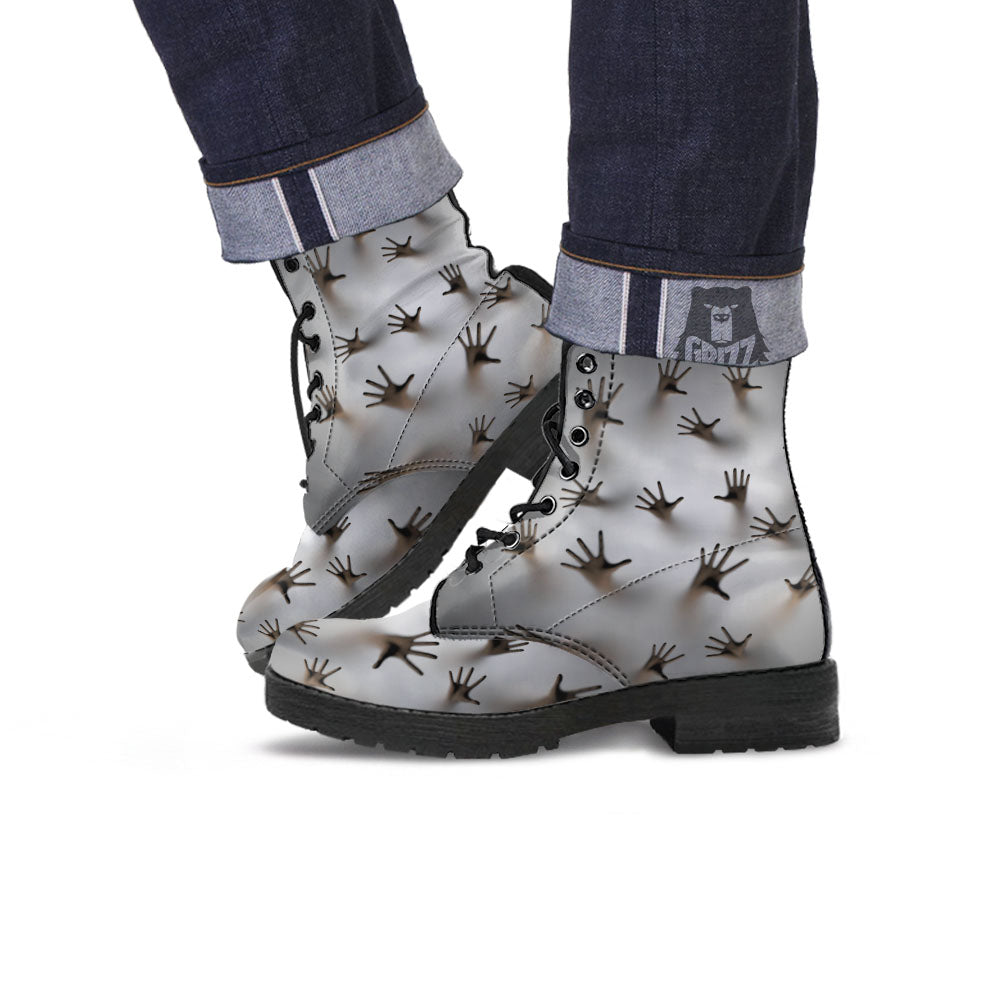 3D Scary Ghost Print Leather Boots-grizzshop
