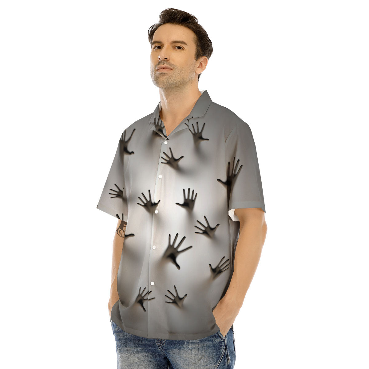 3D Scary Ghost Print Men's Hawaiian Shirt-grizzshop