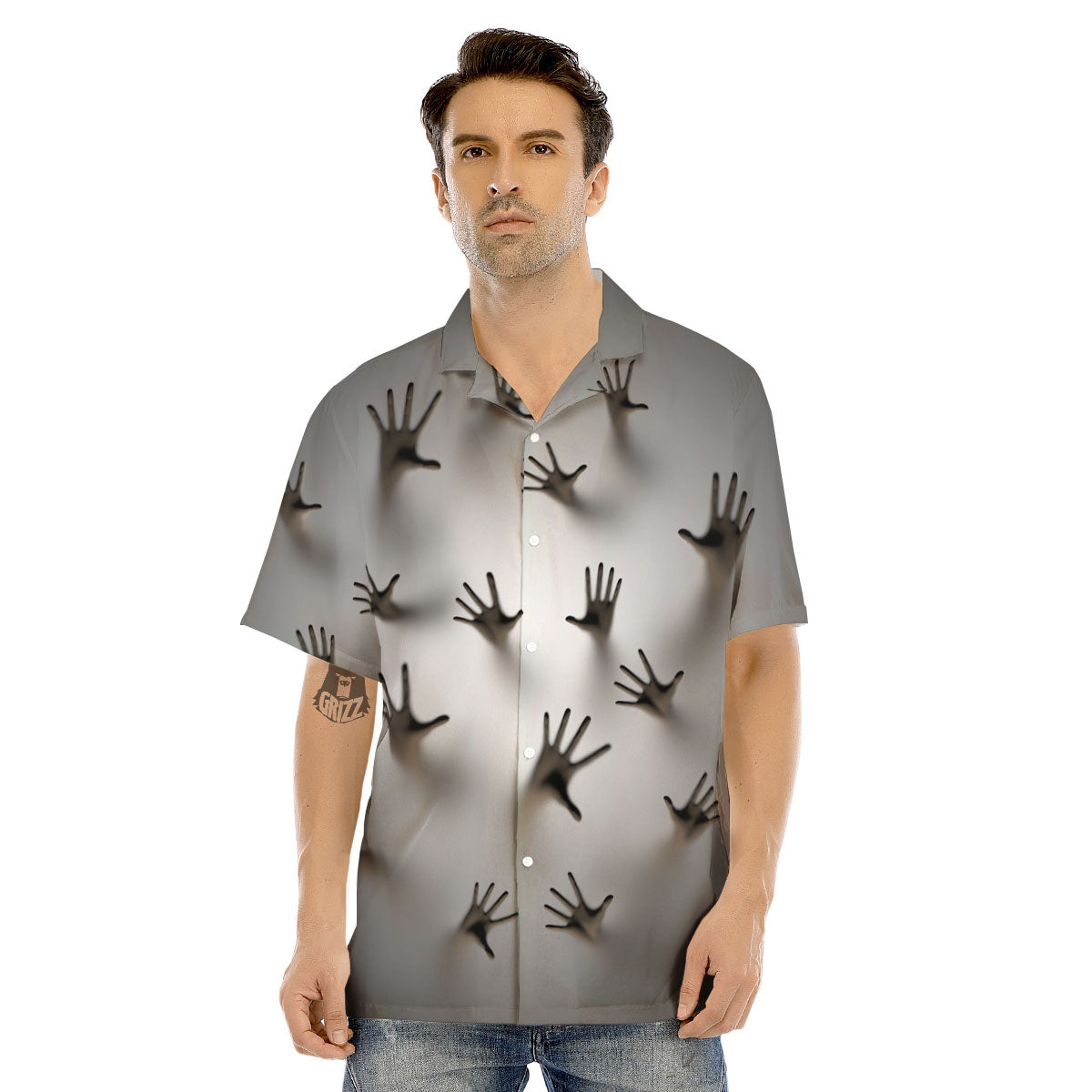 3D Scary Ghost Print Men's Hawaiian Shirt-grizzshop